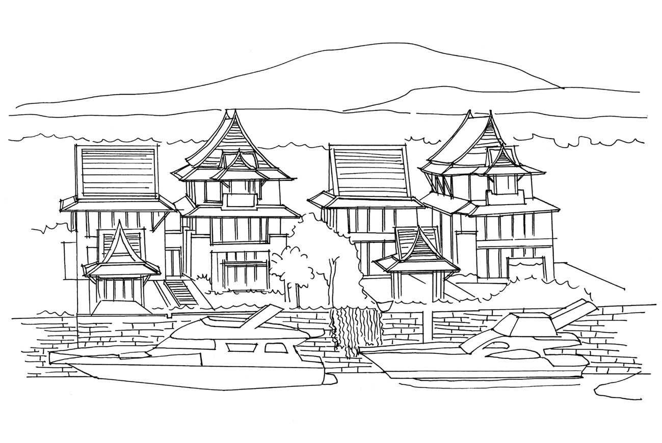 中国古代建筑手绘线稿步骤图,尺规手绘建筑平面图的绘制步骤