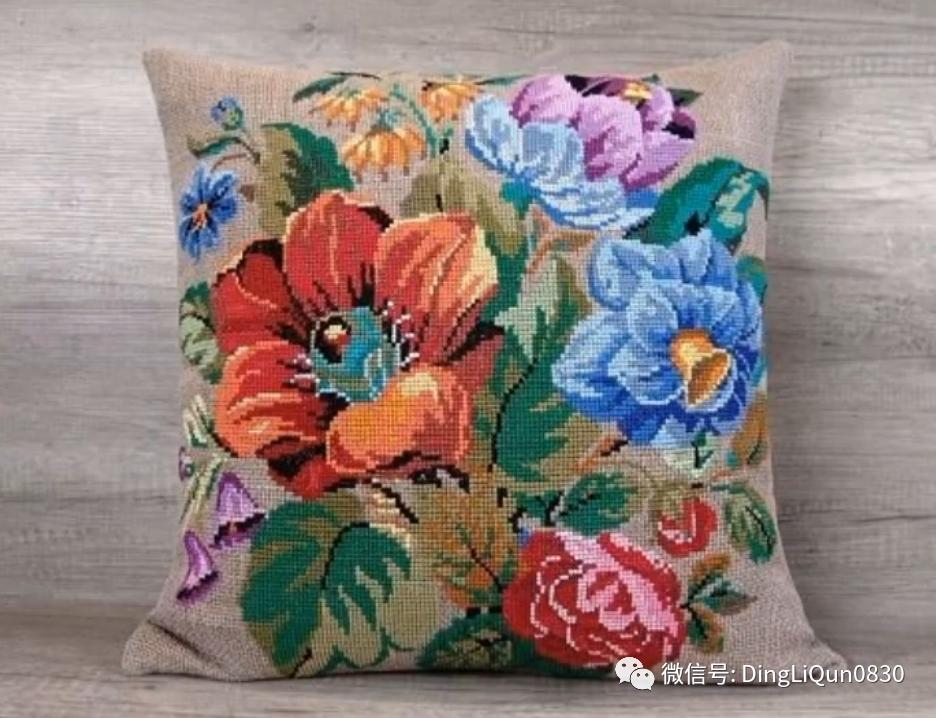 绣好的十字绣抱枕,十字绣新款圆形抱枕图案大全