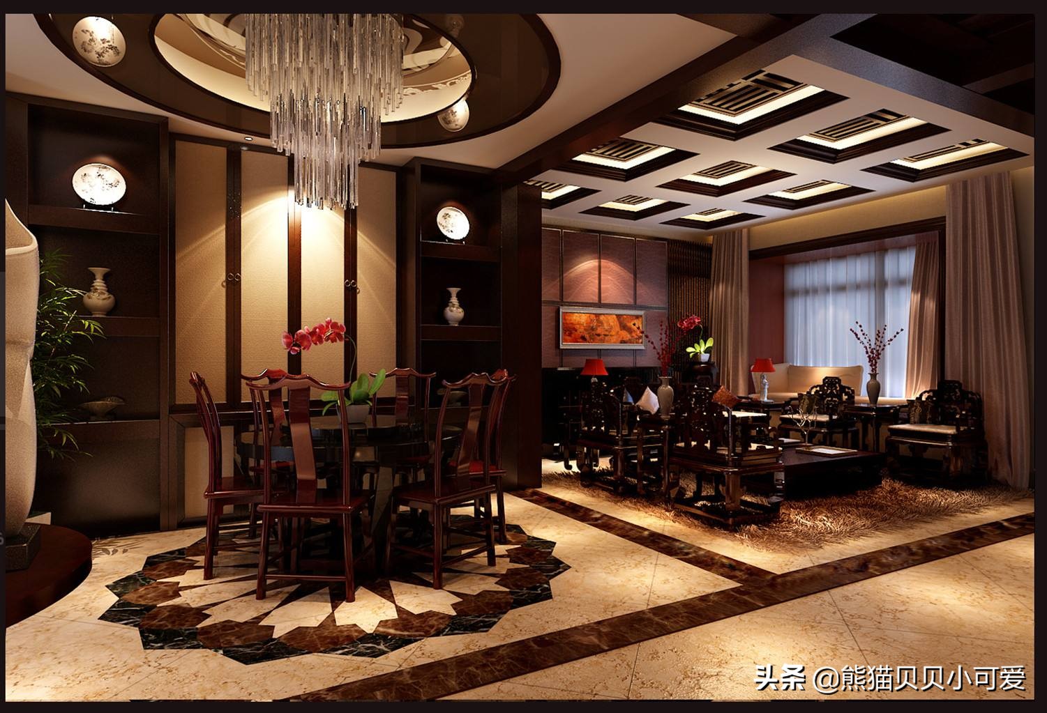 4.5米层高中式古典风格,中式古典风格装修效果图