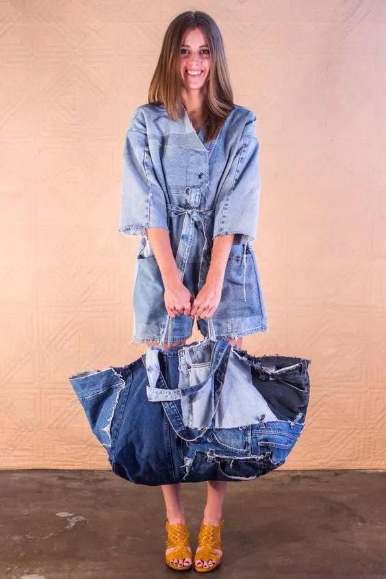 牛仔裤旧了千万别扔,牛仔裤不要扔diy牛仔包颜值很高