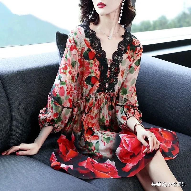 2020年流行的碎花裙子半身裙,今年最流行的雪纺裙碎花