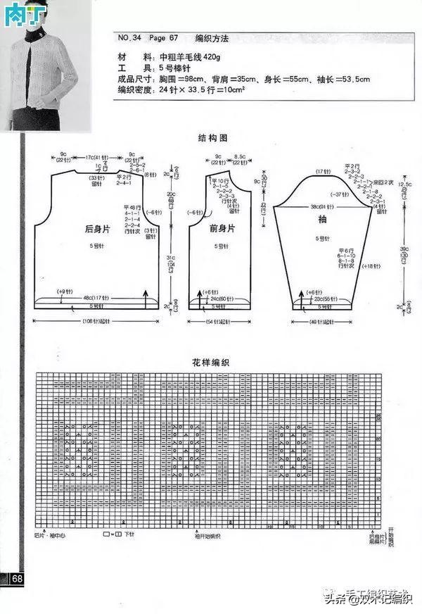 女士开衫背心毛衣款式图解,女士一件完整开衫编织图解