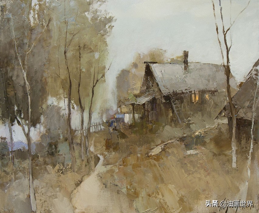 波澜壮阔雄壮唯美的风景油画,笔触风景画