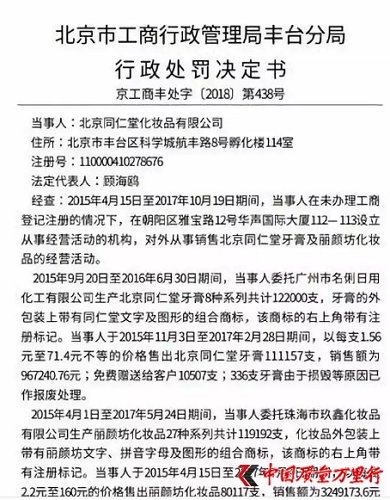 同仁堂无品牌资质授权被罚,同仁堂不合格化妆品