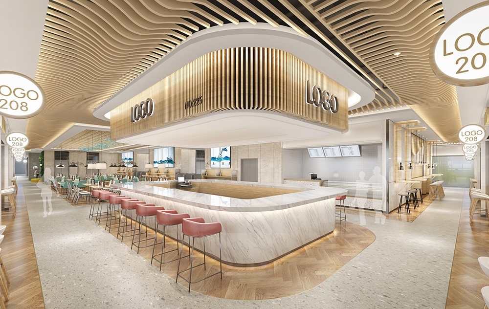 3000平美食城档口装修效果图,美食城改造方案