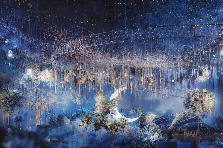 一场神秘浪漫的星空婚礼主题,奢华梦幻蓝色星空婚礼