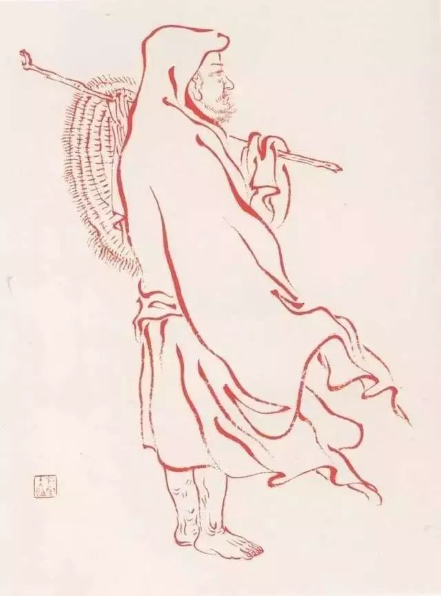 弘一法师的蓝底描金十八罗汉作品,弘一大师100万罗汉图写意