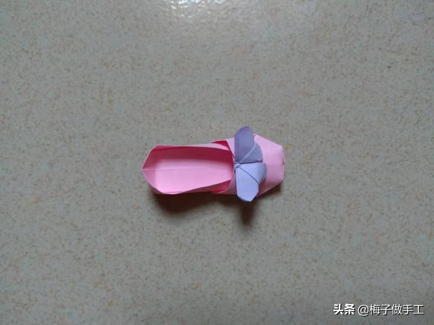 儿童手工折纸教程平底鞋,儿童手工折纸折鞋子