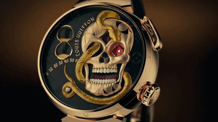 lv路易威登三针超火款手表,路易威登lv响尾蛇骷髅腕表