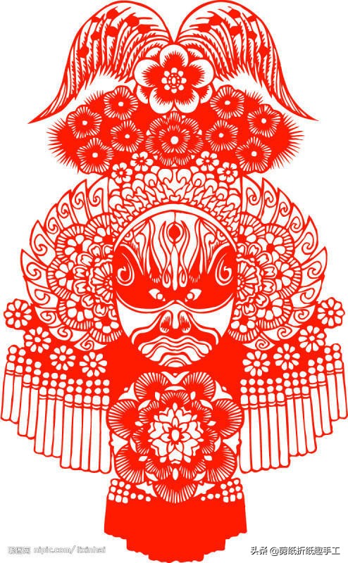 民俗剪纸戏曲脸谱剪纸图案欣赏,花旦脸谱简笔画简单又好看剪纸