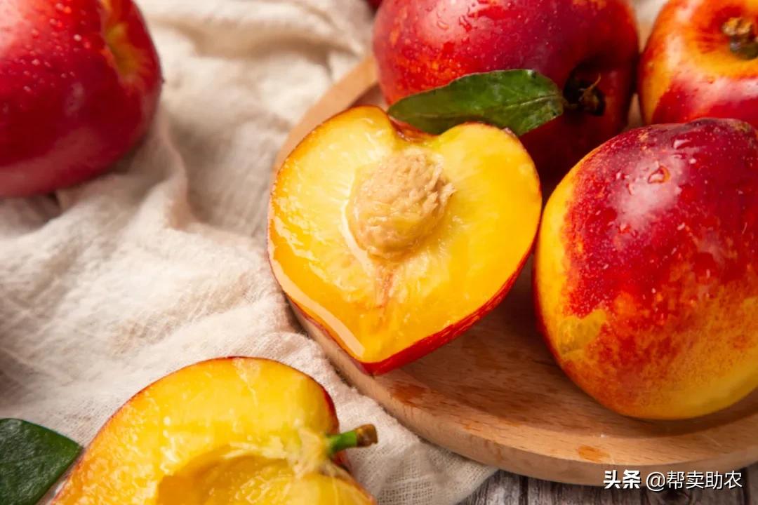 油桃脆甜多汁爽口,一口下去黄桃果肉绵密清爽冰沙
