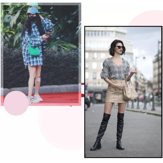 今年流行的简约风穿搭,简约时尚格子衣