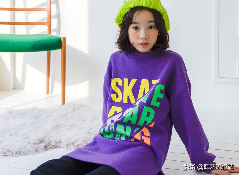 女童韩系风加绒连帽卫衣,2019秋女童流行卫衣