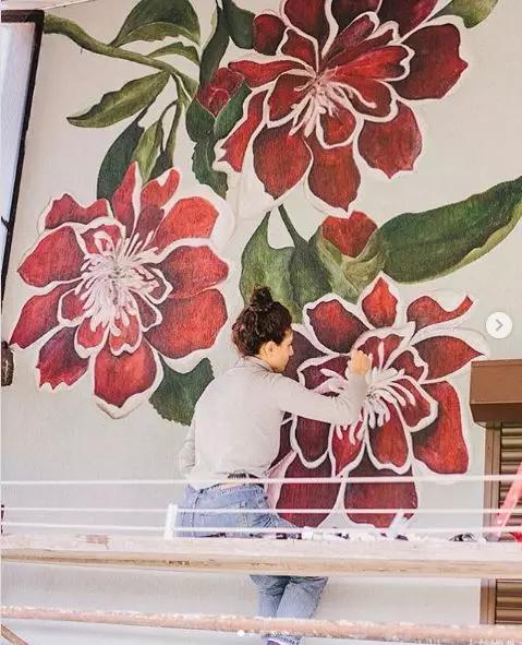 花卉墙绘,墙绘花卉色彩作品