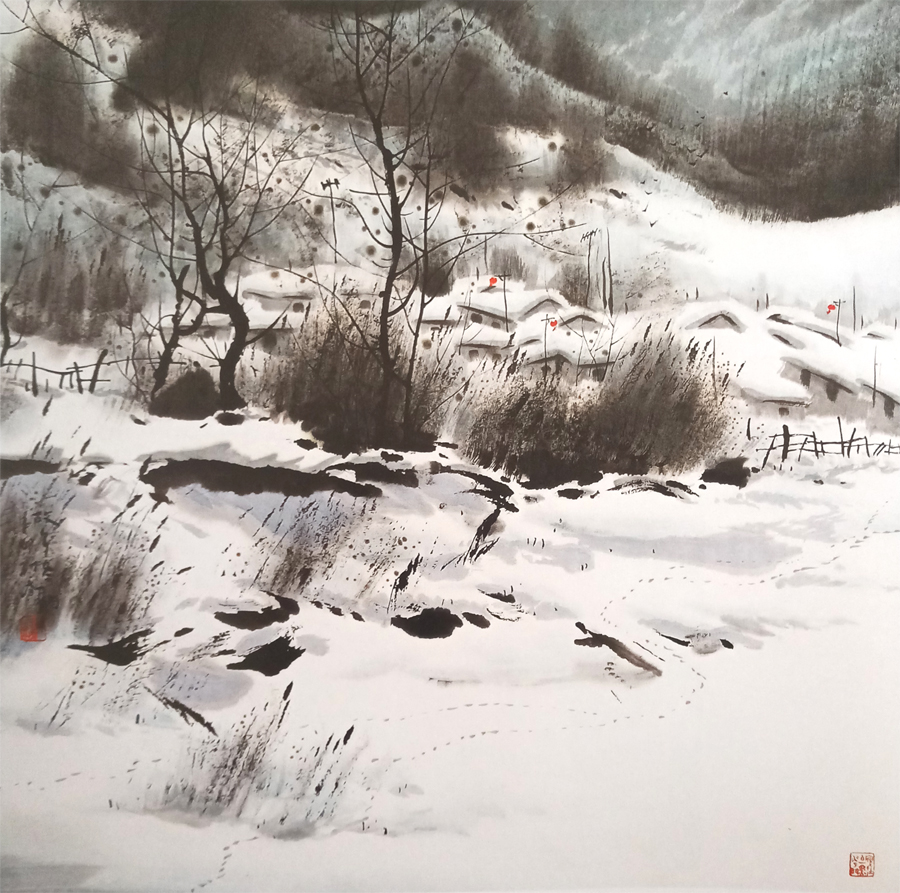 雪的画法10分钟学会画雪景,水彩画雪景的画法步骤