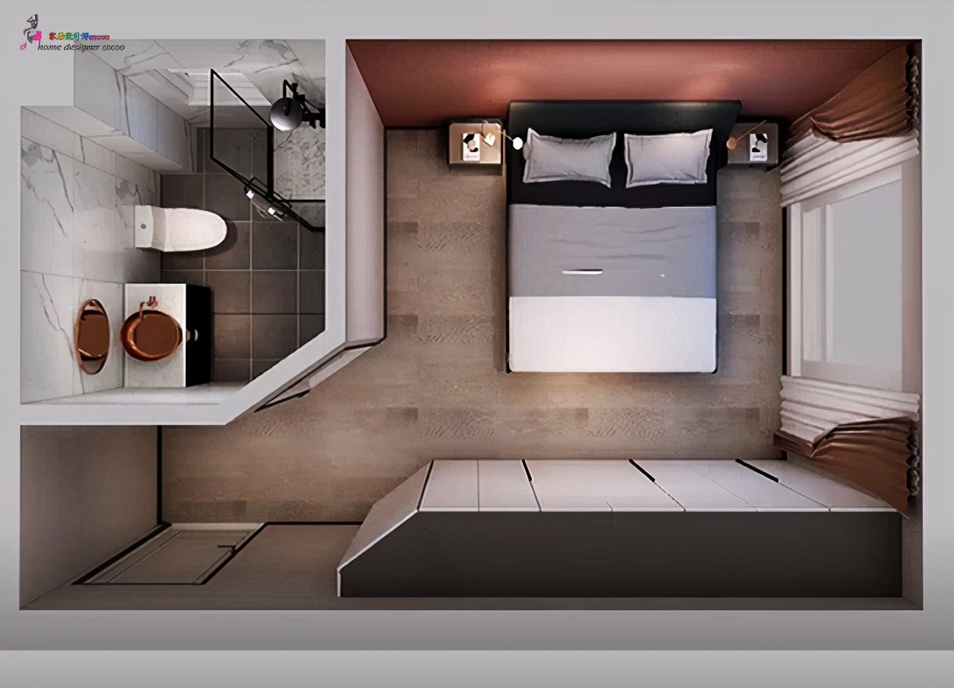 卧室布置一床一衣柜,小平米主卧室多收纳设计方案