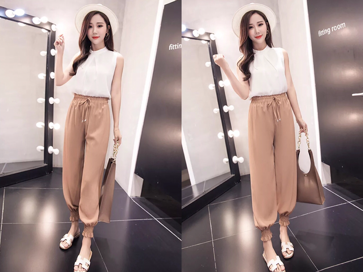 八分哈伦裤女显腿直,弯腿穿九分哈伦裤好看吗