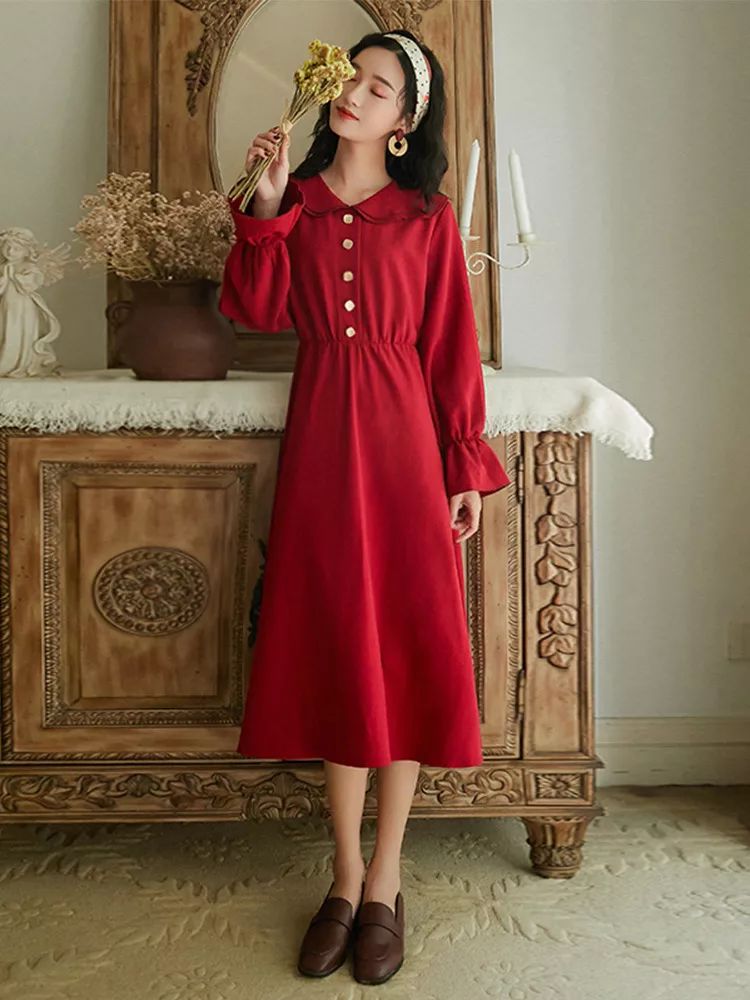 2023法式复古秋冬季气质连衣裙,2022法式复古小众高级感连衣裙