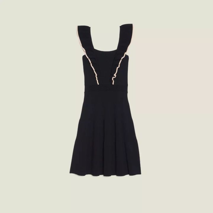 sandro18款小黑裙,法国轻奢女装sandro