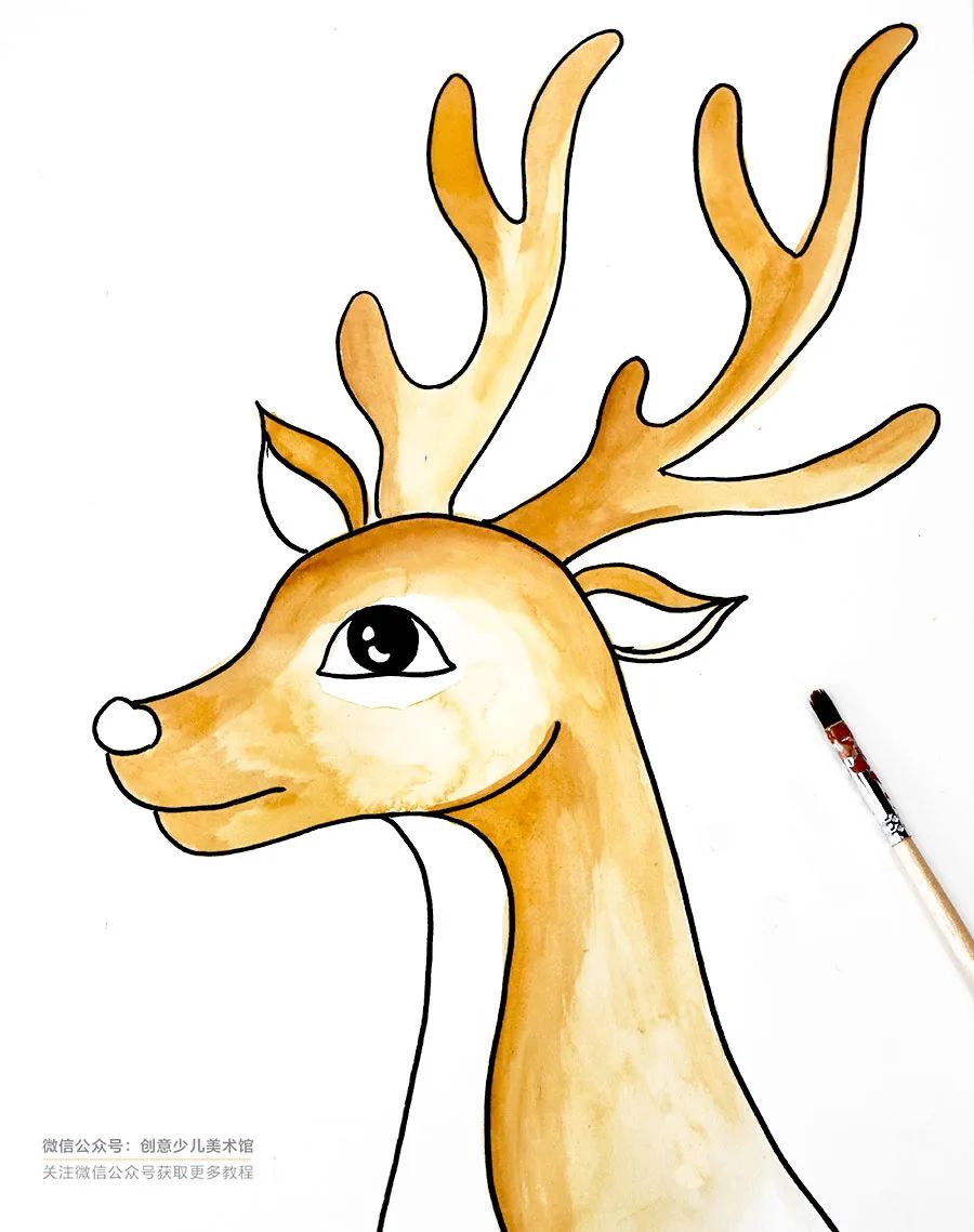 圣诞麋鹿拉车儿童画,以麋鹿为主题的儿童画