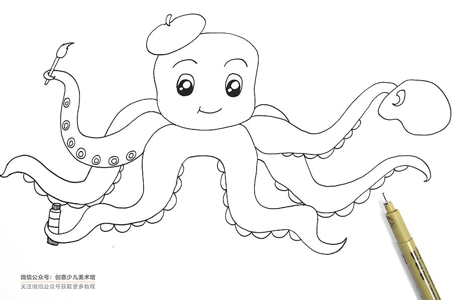 儿童画教程｜综合思维画--了不起的小章鱼