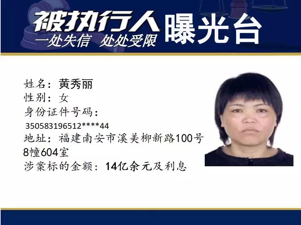 刚刚,泉州曝光一批亿元“负”翁,辉煌水暖申鹭达法定代表人上榜