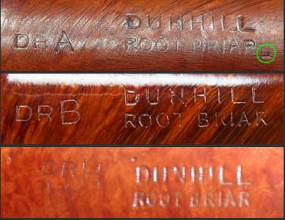 登喜路dr1星烟斗,登喜路烟斗的戳记