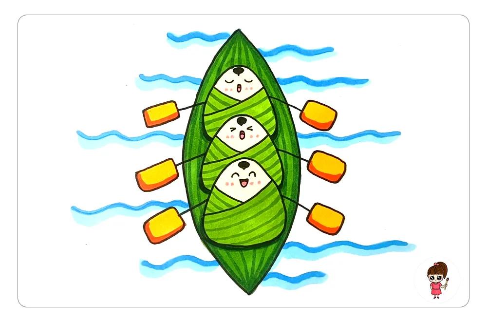 赛龙舟粽子的简笔画简单又好看,画粽子和赛龙舟简笔画幼儿