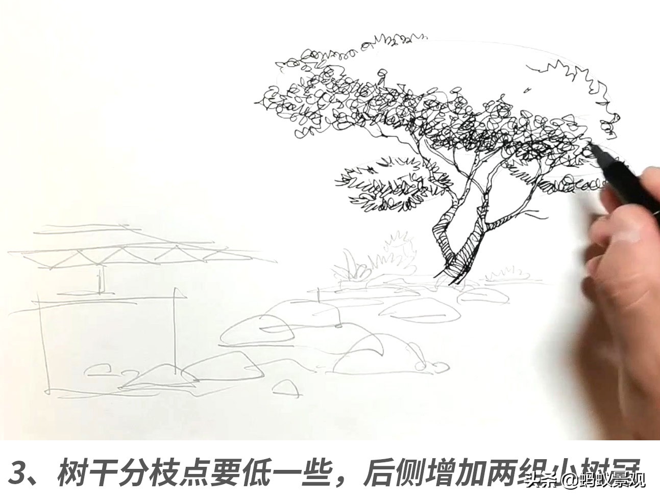 石头画法步骤视频教程园林,简单易学的石头画法