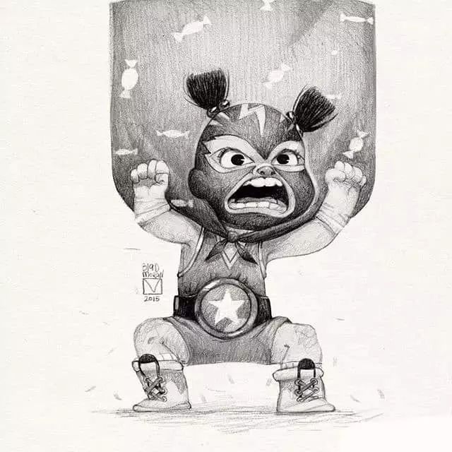 画动漫人物黑白插画素描,看似荒诞而有创意的素描插画