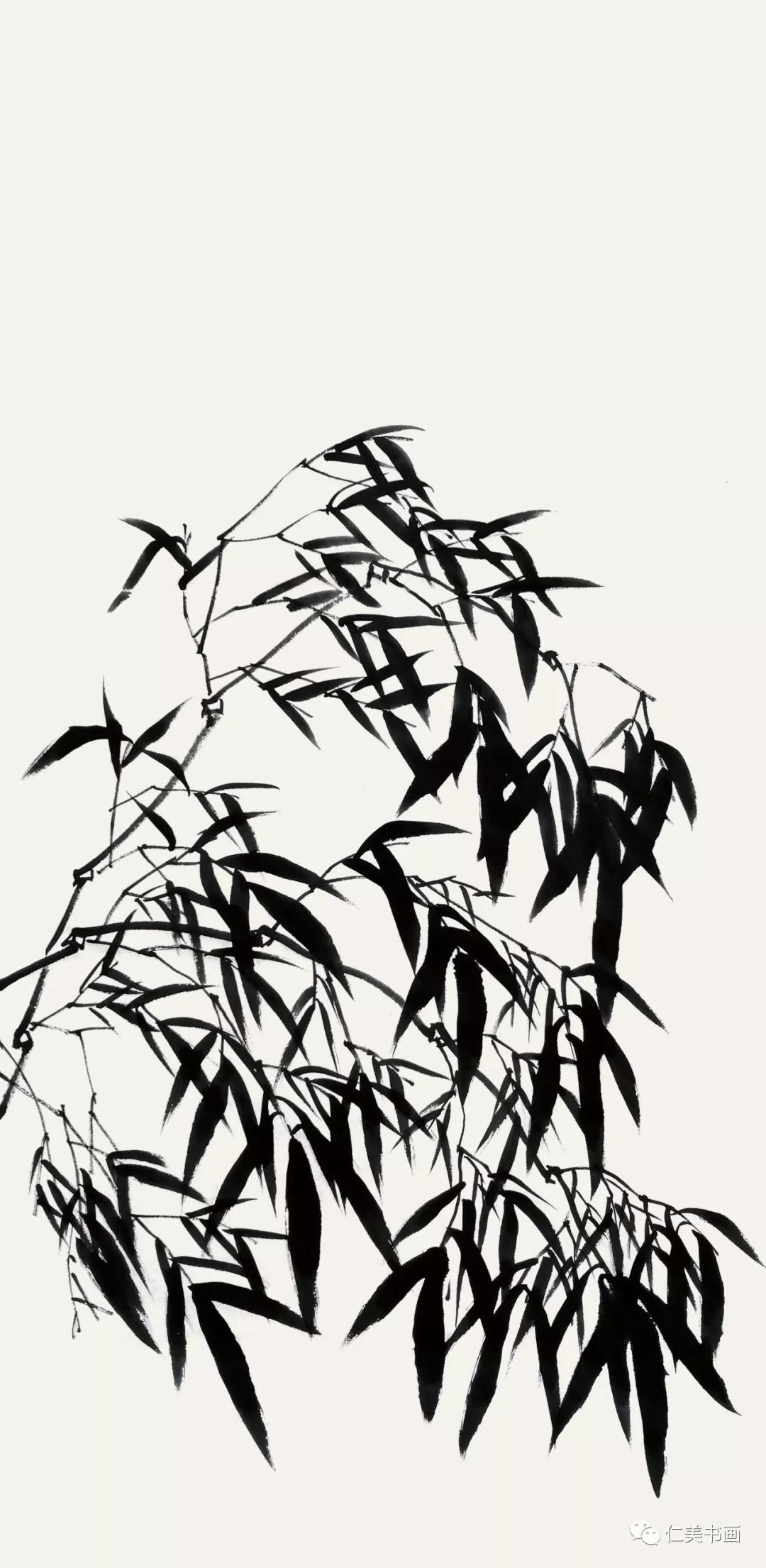 大师示范竹子竹叶的画法,一分钟教你竹叶的四种画法