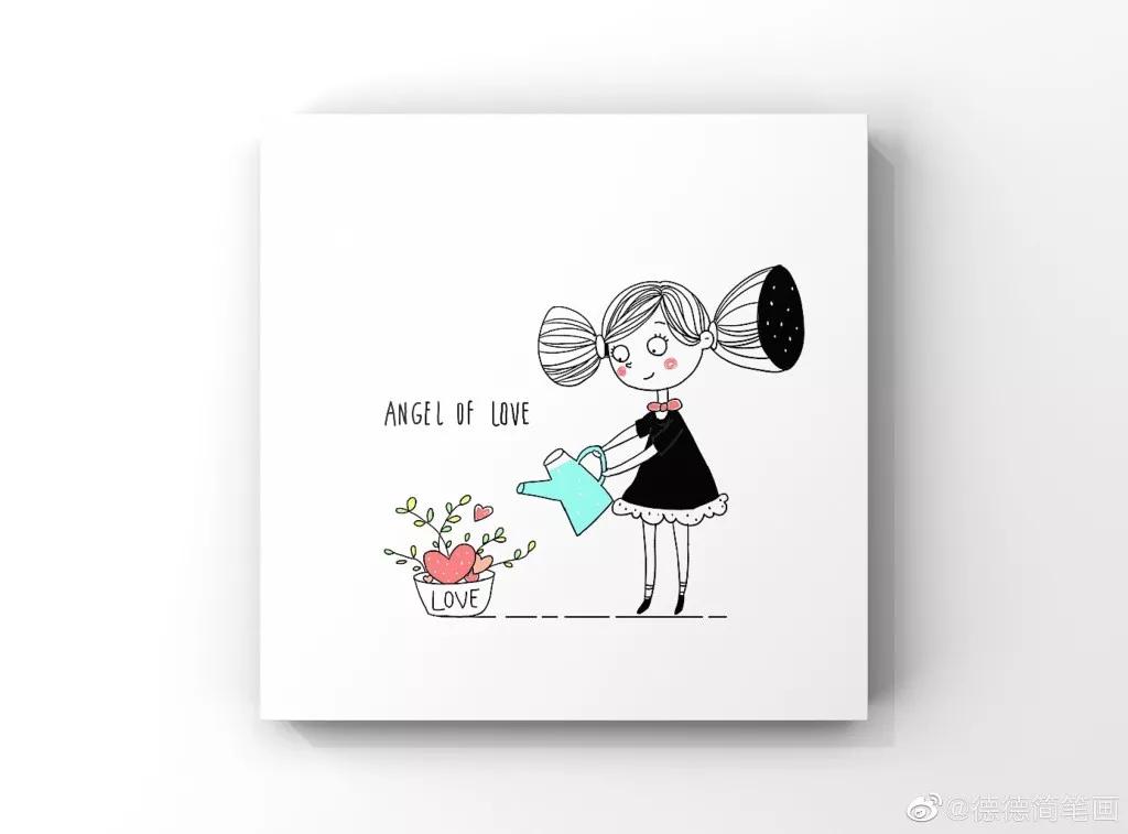 简单清新花卉的简笔画图片大全,唐老鸭简笔画可爱清新小女孩