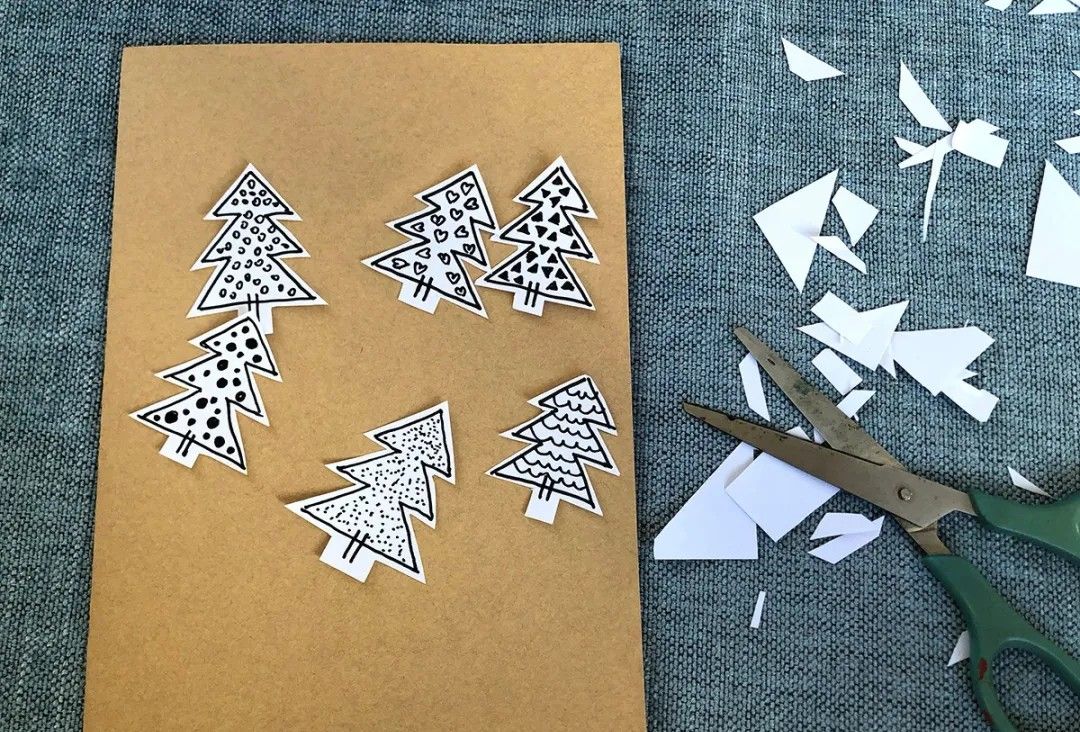 圣诞树卡片手工制作,简单圣诞树画法手绘