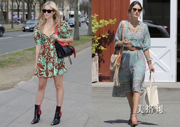 美到极致的印花连衣裙,秋季气质印花法式修身减龄连衣裙