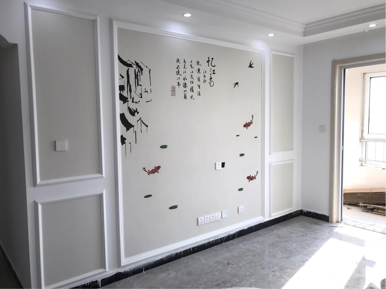 硅藻泥电视墙实景,硅藻泥背景墙实景