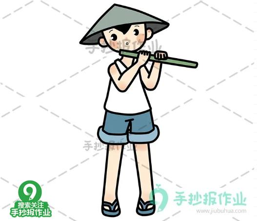 清明时节简笔画原创教程步骤,简笔画清明节牧童的画法