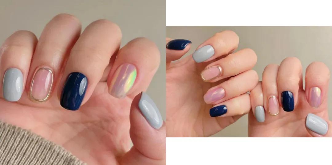 仙女甲冰透极光款式图片,纯色短甲颜色搭配高级感