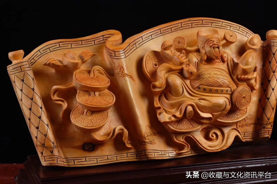 财神爷佛像崖柏正规版,太行崖柏陈化料摆件