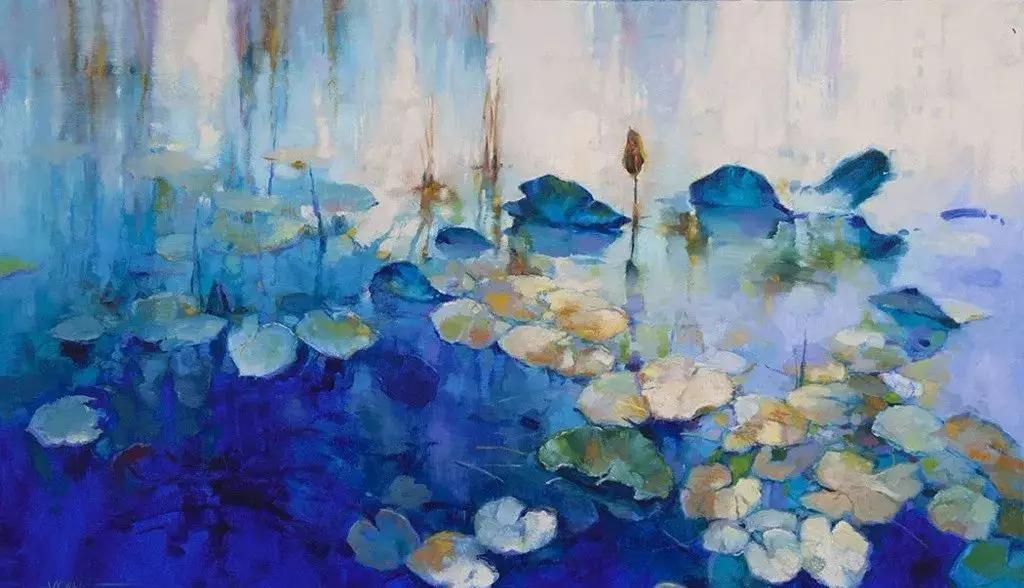 莫奈的睡莲紫色,莫奈睡莲和梵高睡莲