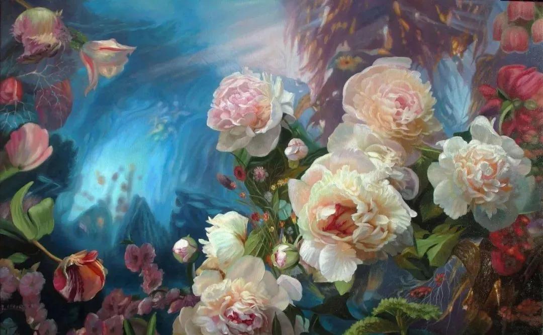 世界著名大师花卉油画,油画漂亮风景画