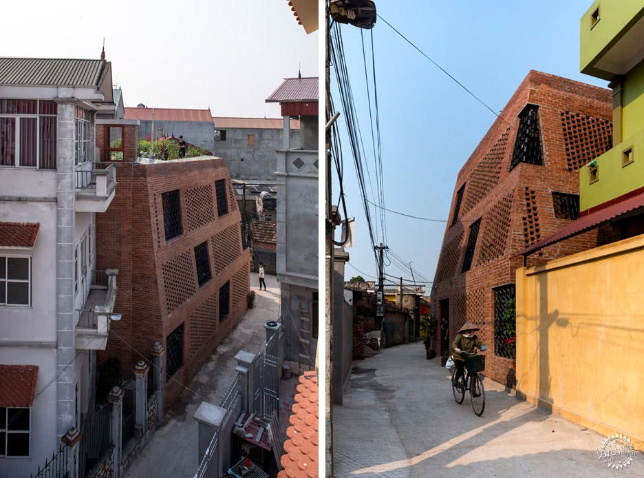 河内楼房红砖效果图,河内红砖墙效果图大全