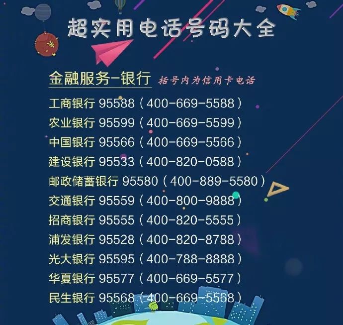 出门必备电话卡,100个超实用电话号码大全