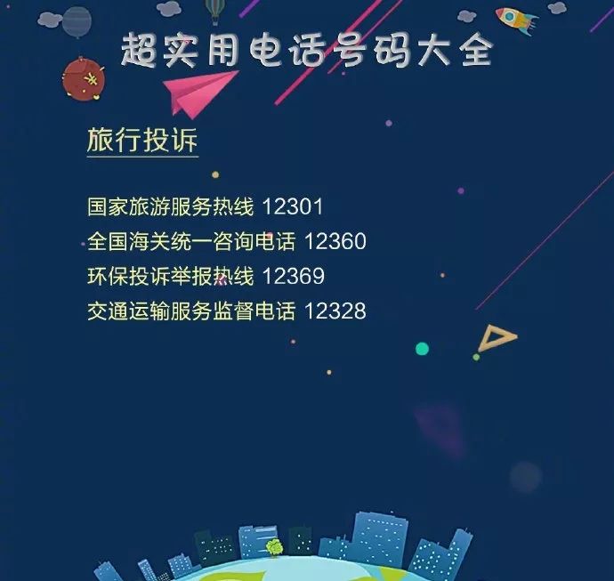 出门必备电话卡,100个超实用电话号码大全