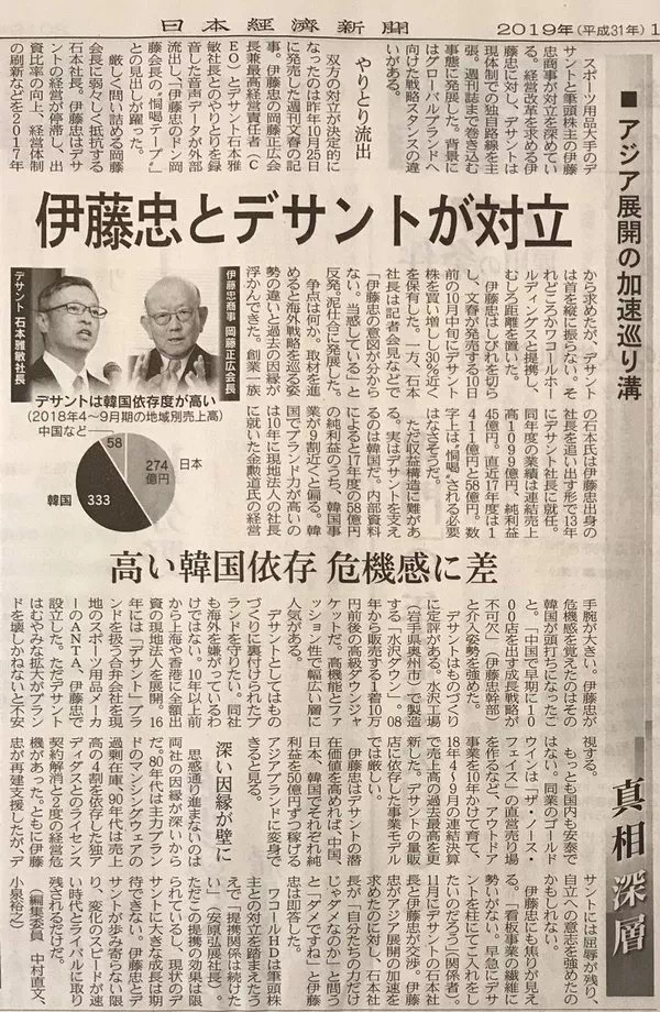 迪桑特已经被全资收购了吗,安踏伊藤忠迪桑特