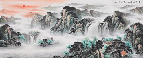 山水画适合挂在哪面墙上,办公室墙壁挂画流水瀑布画