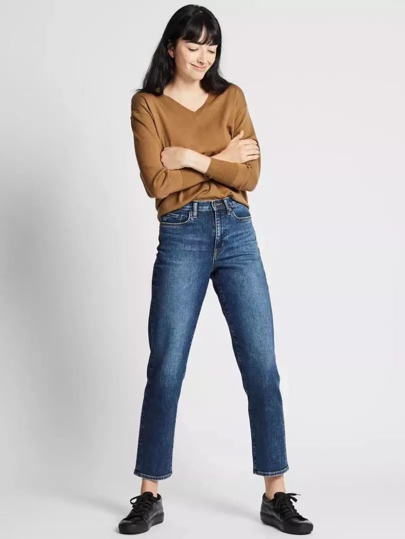 优衣库宽腿廓形牛仔裤搭配,优衣库显腿长的裤子