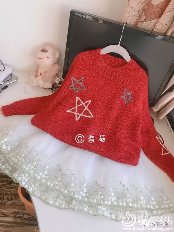 山羊绒女宝毛衣的编织教程,女宝彩虹色套头毛衣编织全过程