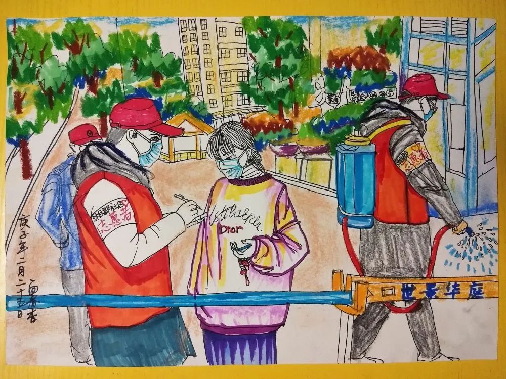 面对疫情接纳自己绘画,面对疫情我想说的绘画