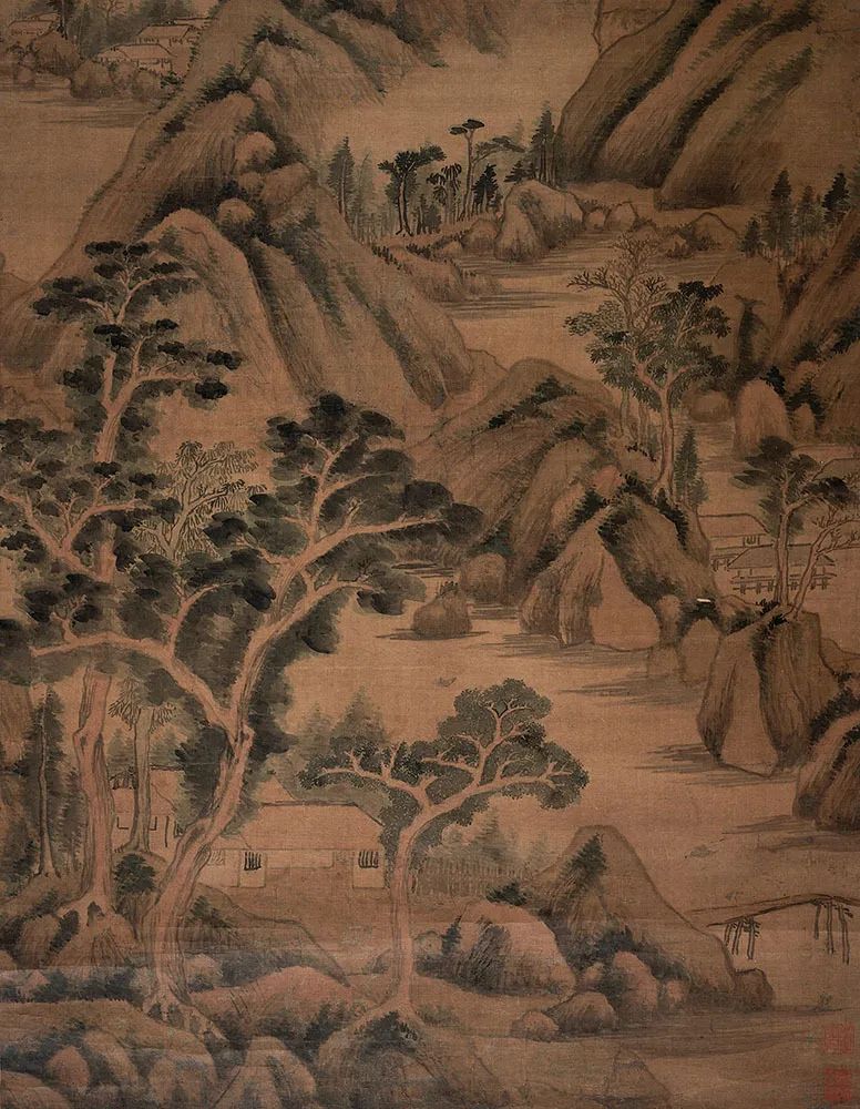 海外馆藏画家董其昌作品欣赏 (董其昌书画合璧山水小景)