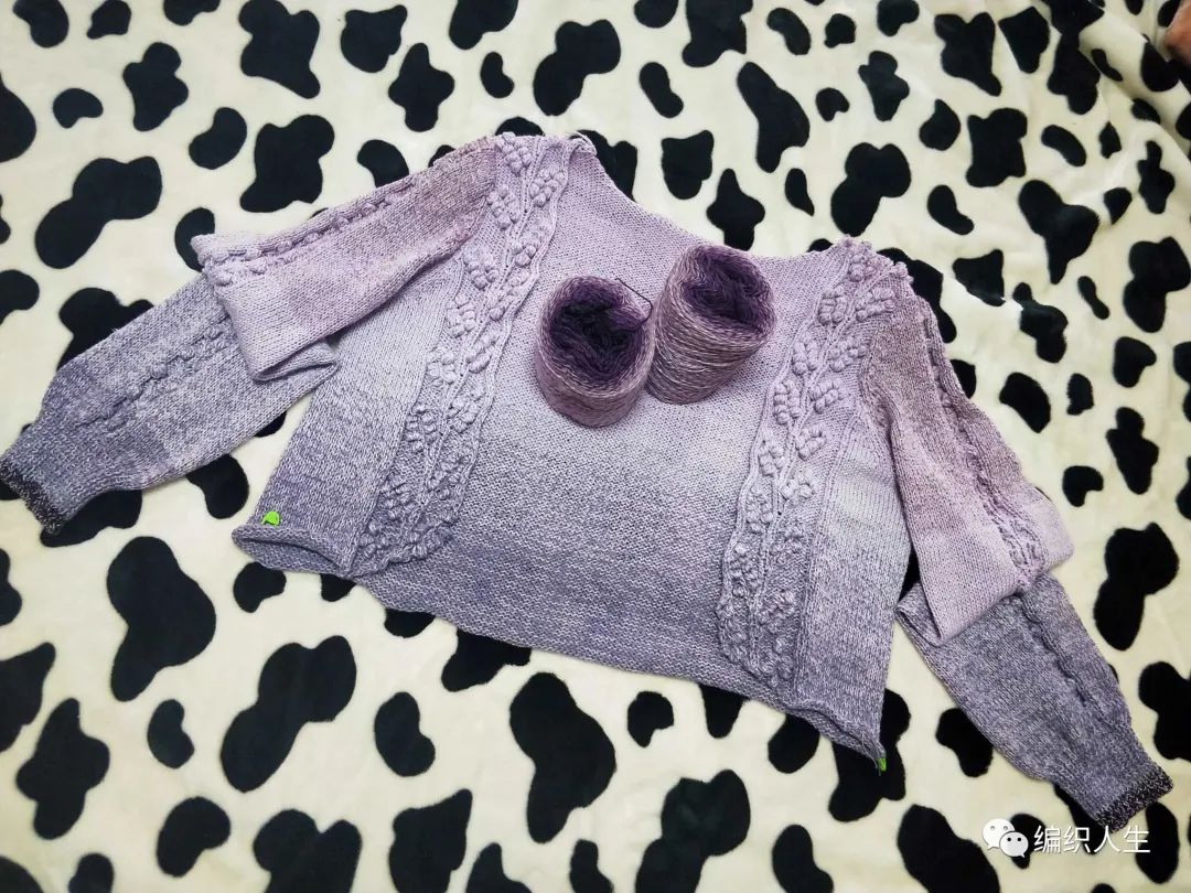 女士棒针圆摆长袖短开衫编织教程,针织吊带开衫两件套条纹绣花